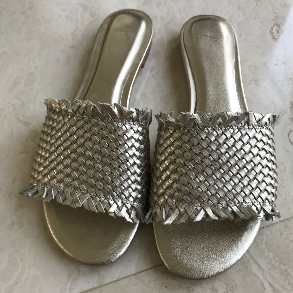 JOIE SILVER GOLD SLIDE SANDALS